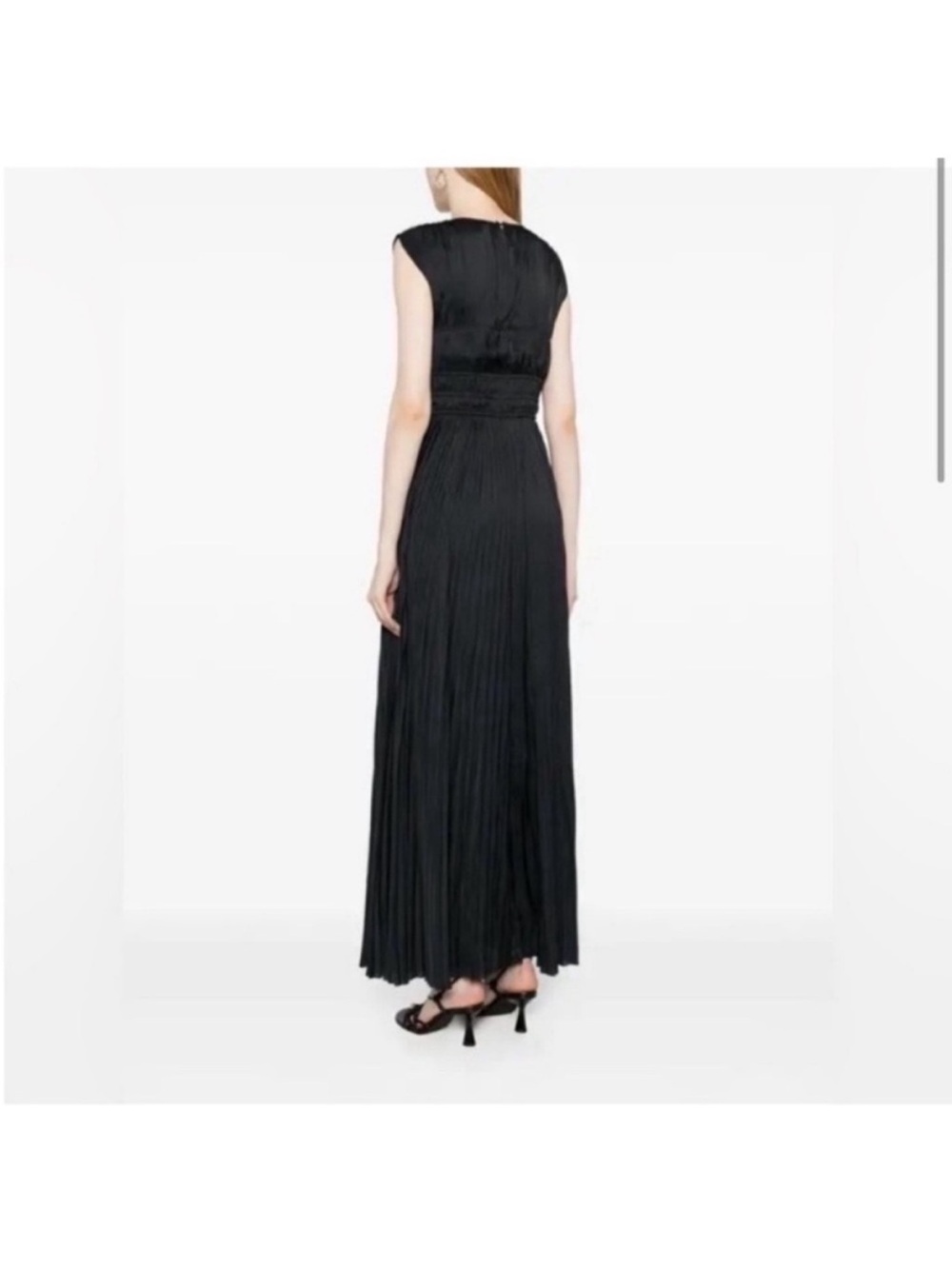 Ulla Johnson Delia plissé Black satin gown dress NWT size 10 - Picture 7 of 11